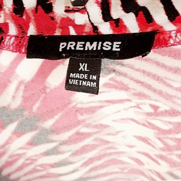 Premise Abstract Black/Pink/Tan/White Scoop Neck Women's Top Sz XL - Picture 4 of 7